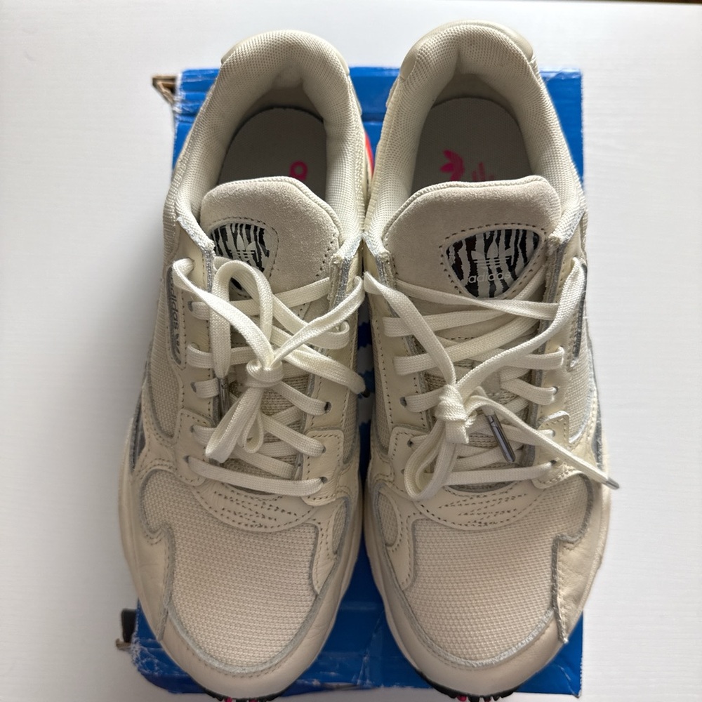Adidas Off-White Sneakers with Zebra Pattern